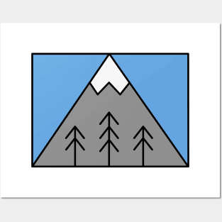 Geometric Mountain Scene Posters and Art